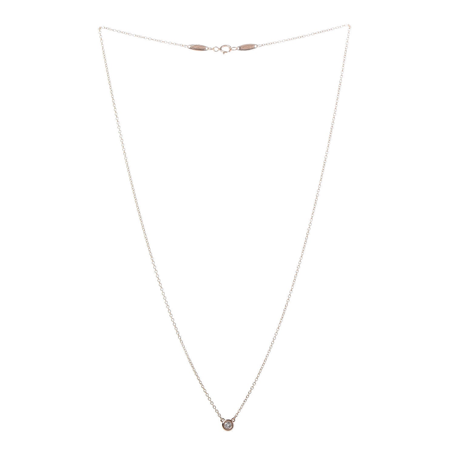 Tiffany 18K Rose Gold Diamond .07ct Elsa Peretti Diamonds by the Yard Pendant Necklace 3 of 8