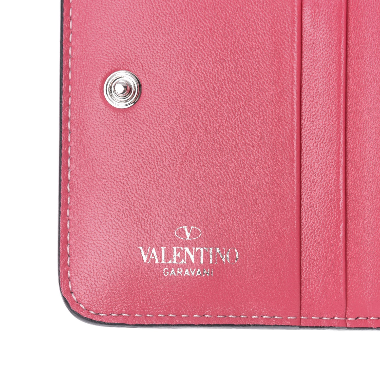 Valentino Garavani Lambskin Free Rockstud Spike Compact Zip Around Wallet Shadow Pink 7 of 7