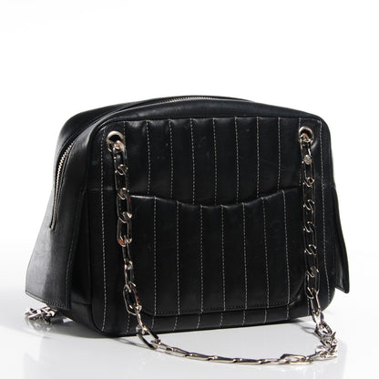 Chanel Lambskin Vertical Quilted Mademoiselle Small Camera Case Black 4 of 10