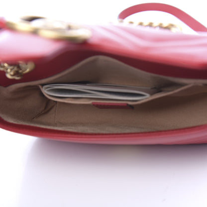 Gucci Calfskin Matelasse Mini GG Marmont Shoulder Bag Hibiscus Red 4 of 9