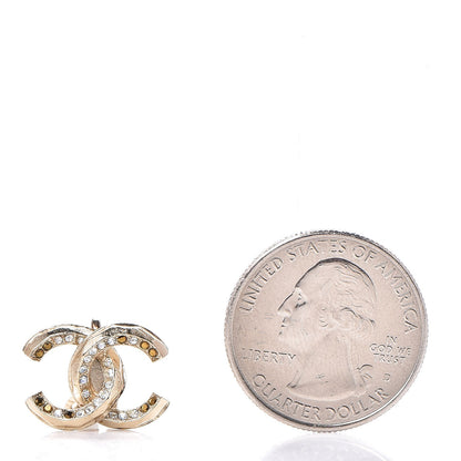 Chanel Crystal CC Clip On Earrings Gold 2 of 4