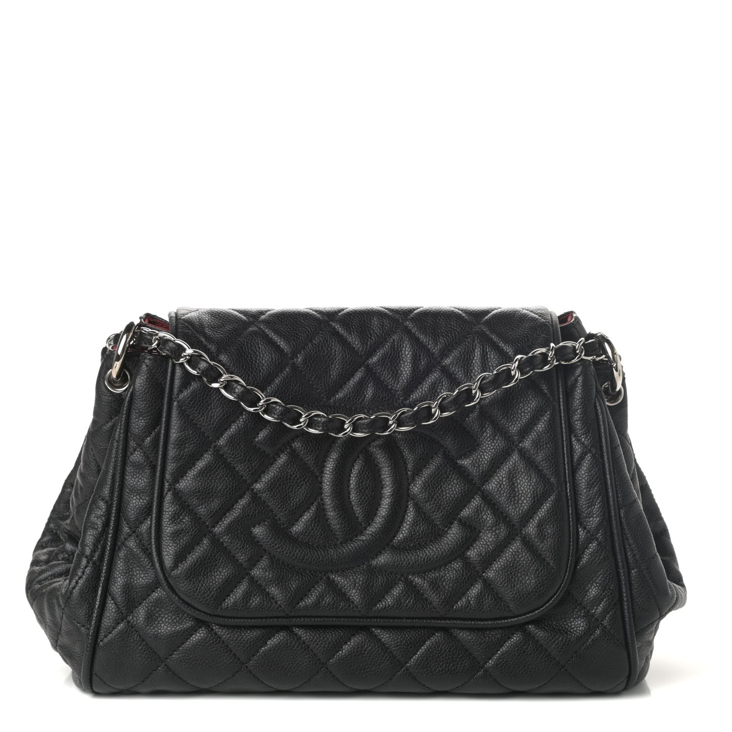 Caviar Quilted Timeless Accordion Flap Black