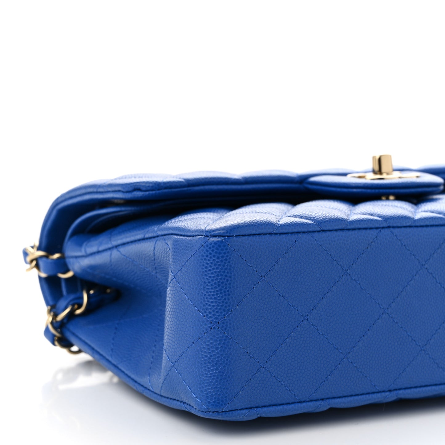 Caviar Quilted Small Double Flap Dark Blue