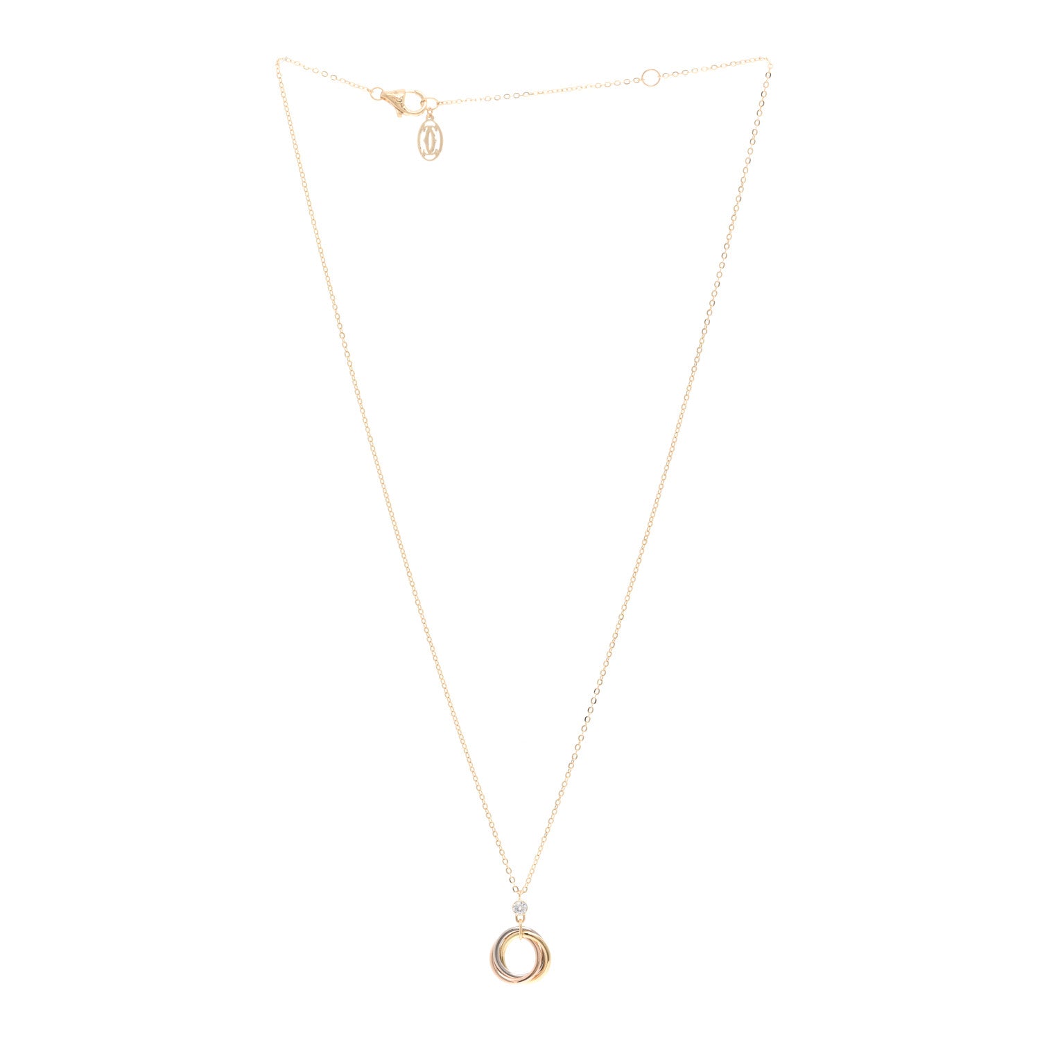 Cartier 18K Pink Yellow White Gold Diamond Trinity Pendant Necklace 3 of 4