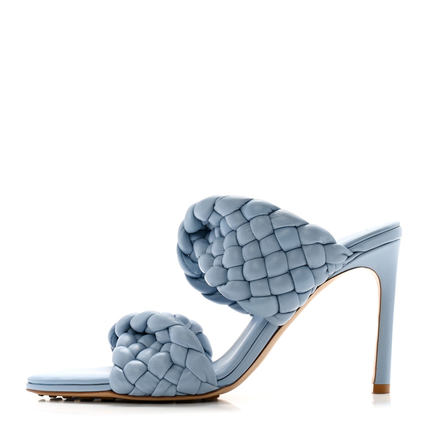 Bottega Veneta Nappa Twisted Padded Intrecciato Curve Slide Sandals 39 Ice 1 of 9