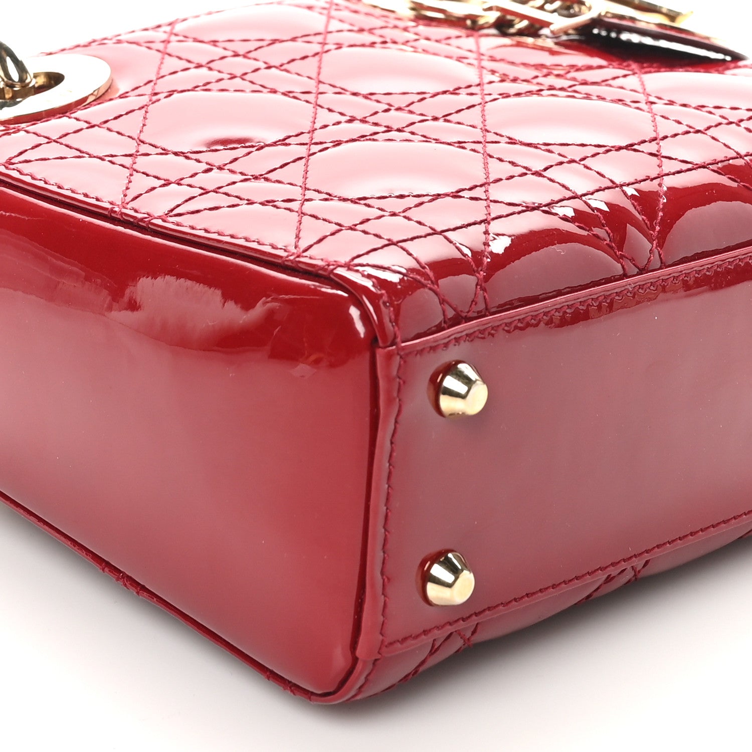 Christian Dior Patent Cannage Mini Lady Dior Red 9 of 10