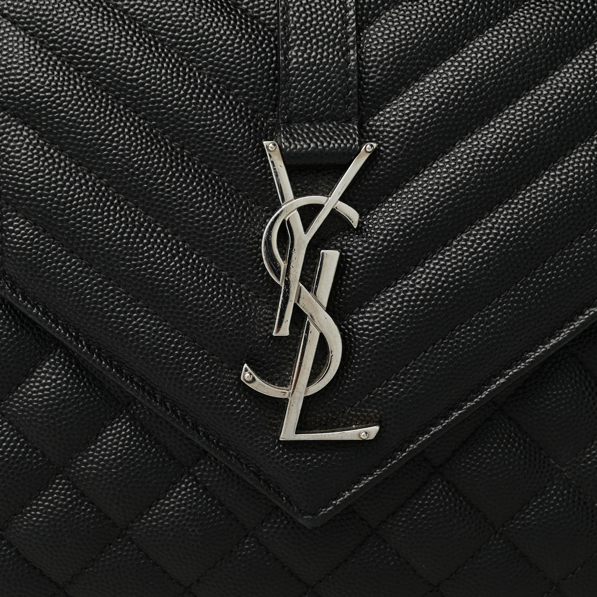 Saint Laurent Grain De Poudre Textured Mixed Matelasse Triquilt Medium Monogram Satchel Black 7 of 10