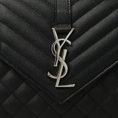 Saint Laurent Grain De Poudre Textured Mixed Matelasse Triquilt Medium Monogram Satchel Black 7 of 10