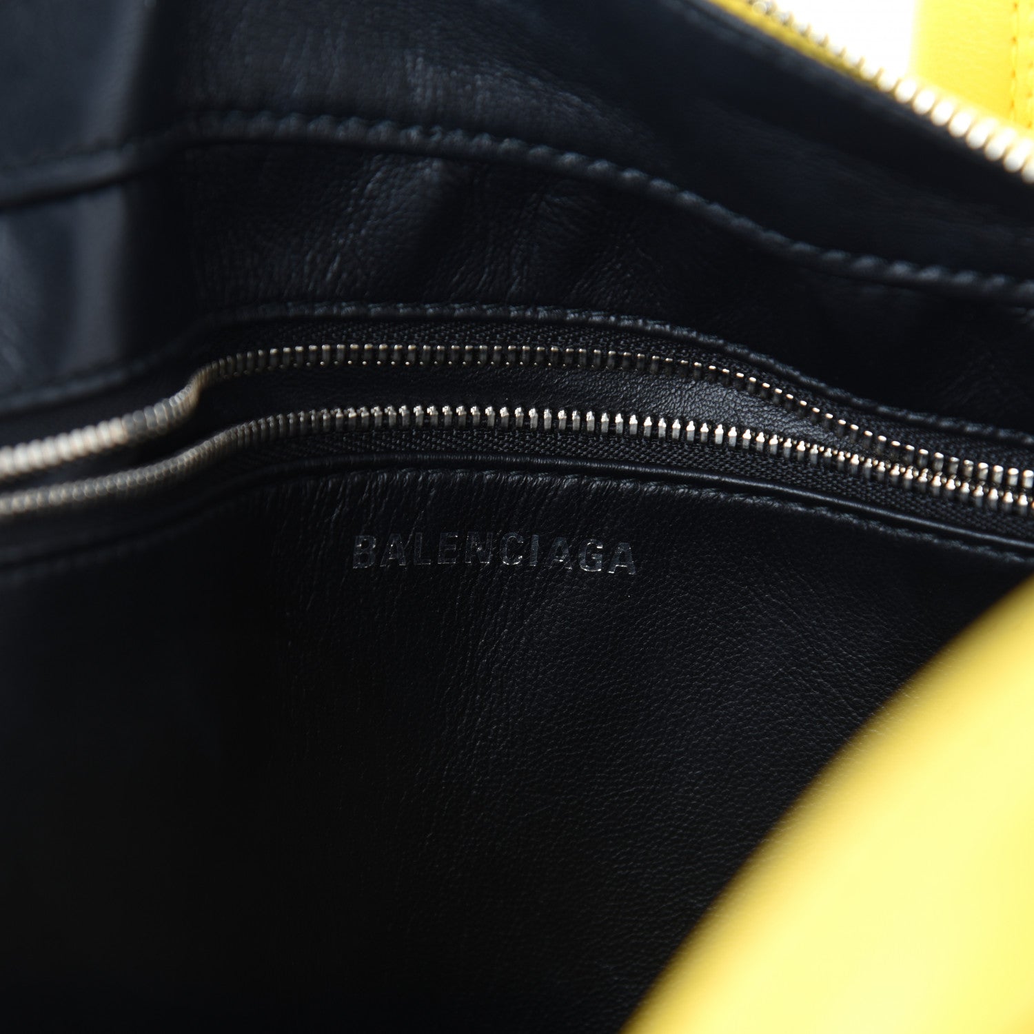 Balenciaga Shiny Day Calfskin Logo S Triangle Duffle Jaune Black 6 of 10