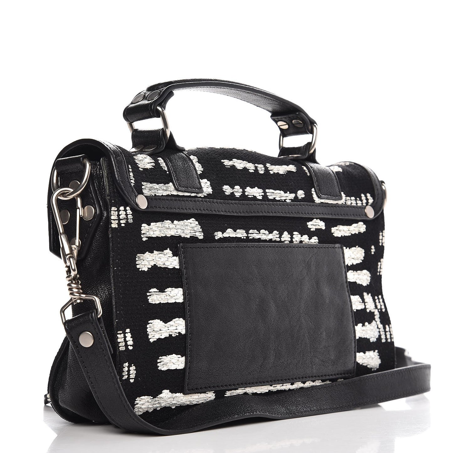 Jacquard Woodblock Tiny PS1 Satchel Black White