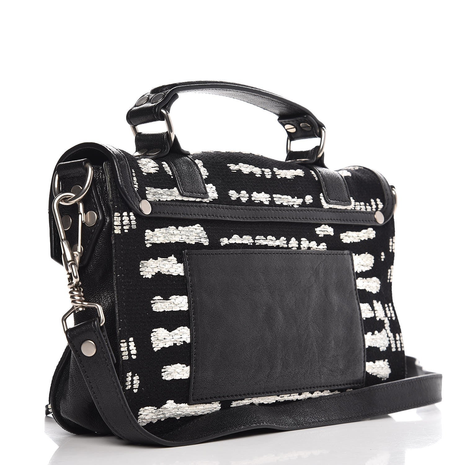 Proenza Schouler Jacquard Woodblock Tiny PS1 Satchel Black White 3 of 7