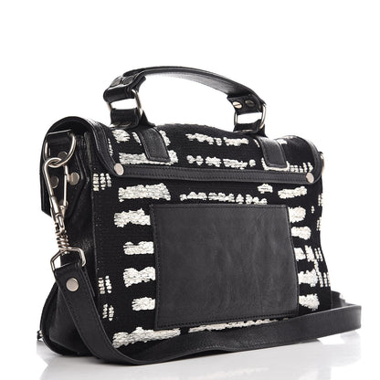 Proenza Schouler Jacquard Woodblock Tiny PS1 Satchel Black White 3 of 7