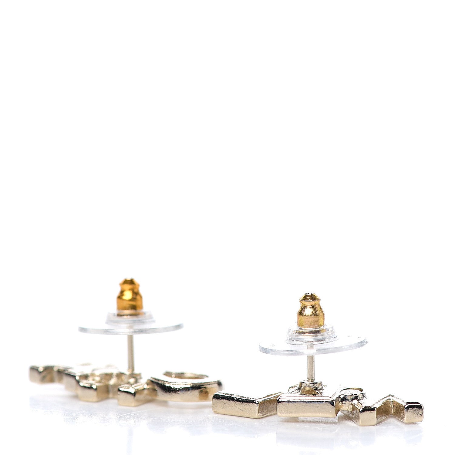 Chanel Crystal Pearl Signature Stud Earrings Gold 2 of 2
