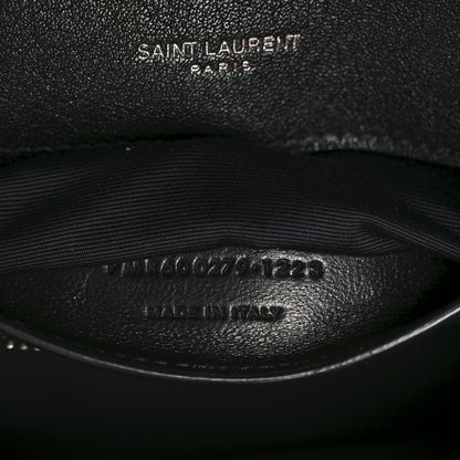 Saint Laurent Sheepskin Matelasse Chevron Monogram Medium College Bag Black 7 of 11