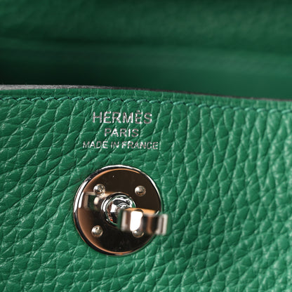 Hermes Taurillon Clemence Mini Lindy 20 Vert Vertigo 6 of 11