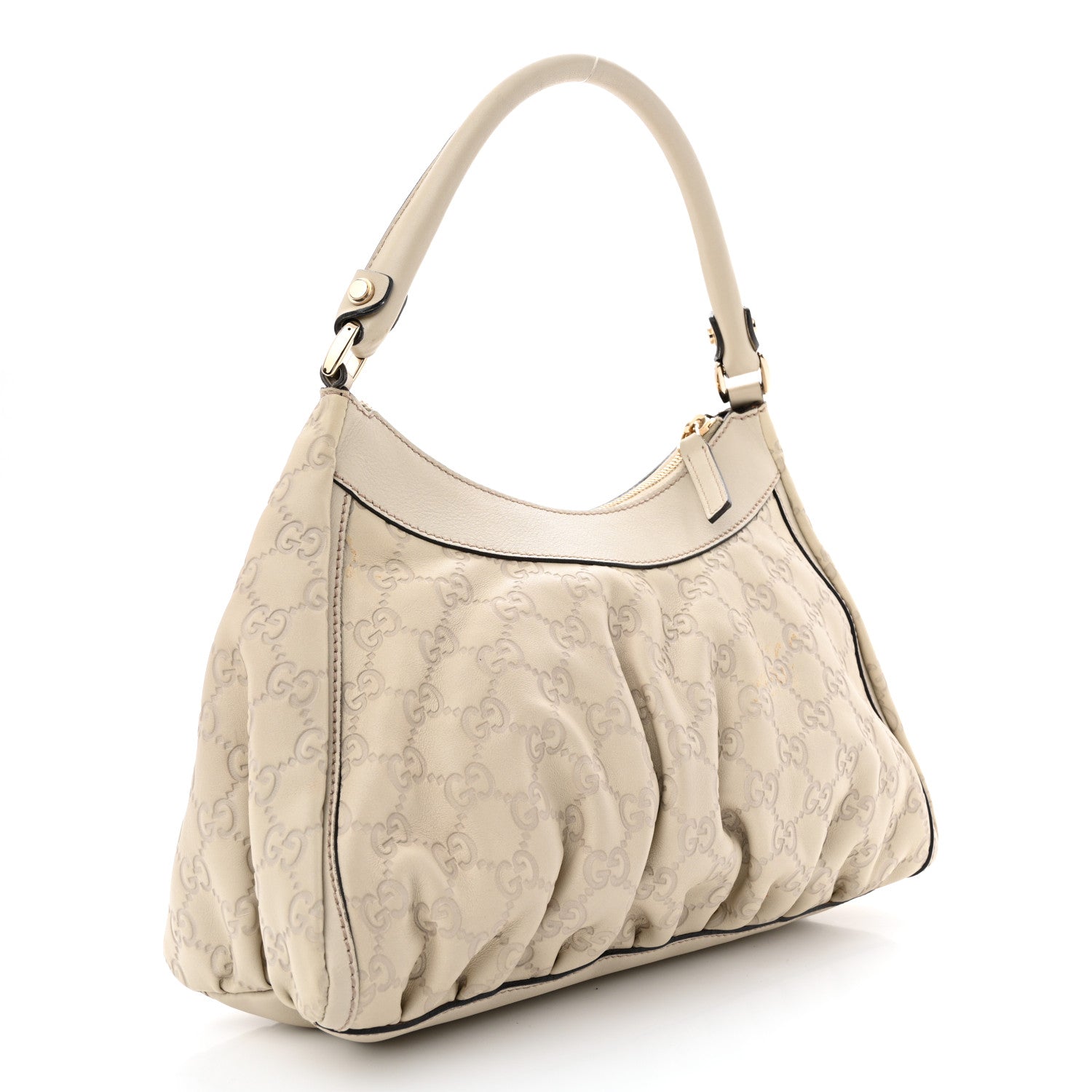 Gucci Guccissima Medium D Gold Hobo Off White 3 of 13