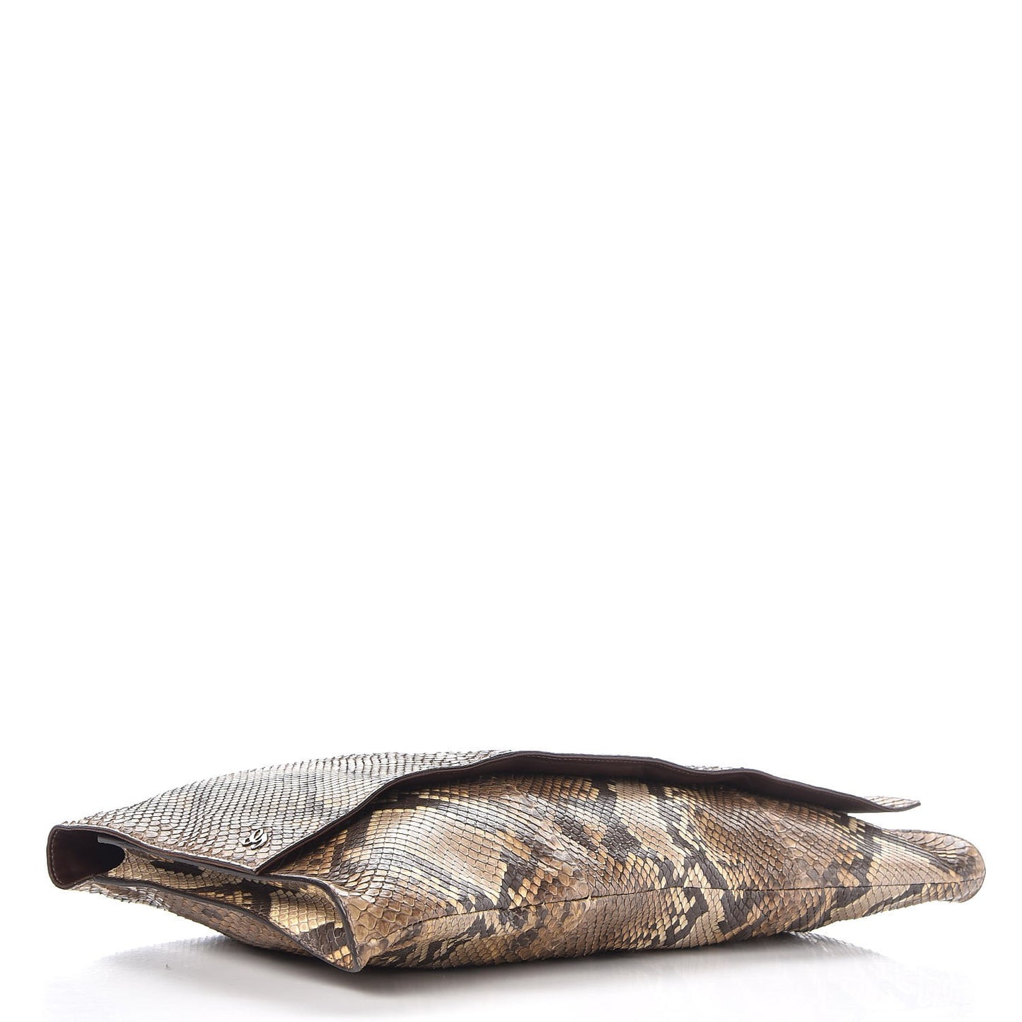 Python Large Flap Clutch Brown