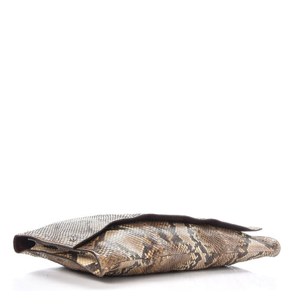Gucci Python Large Flap Clutch Brown 4 of 8