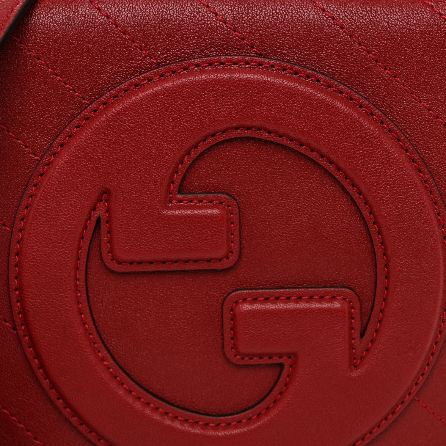 Gucci Sakai Be Green Calfskin Diagonal Stitched Small Blondie Shoulder Bag Rosso 8 of 11