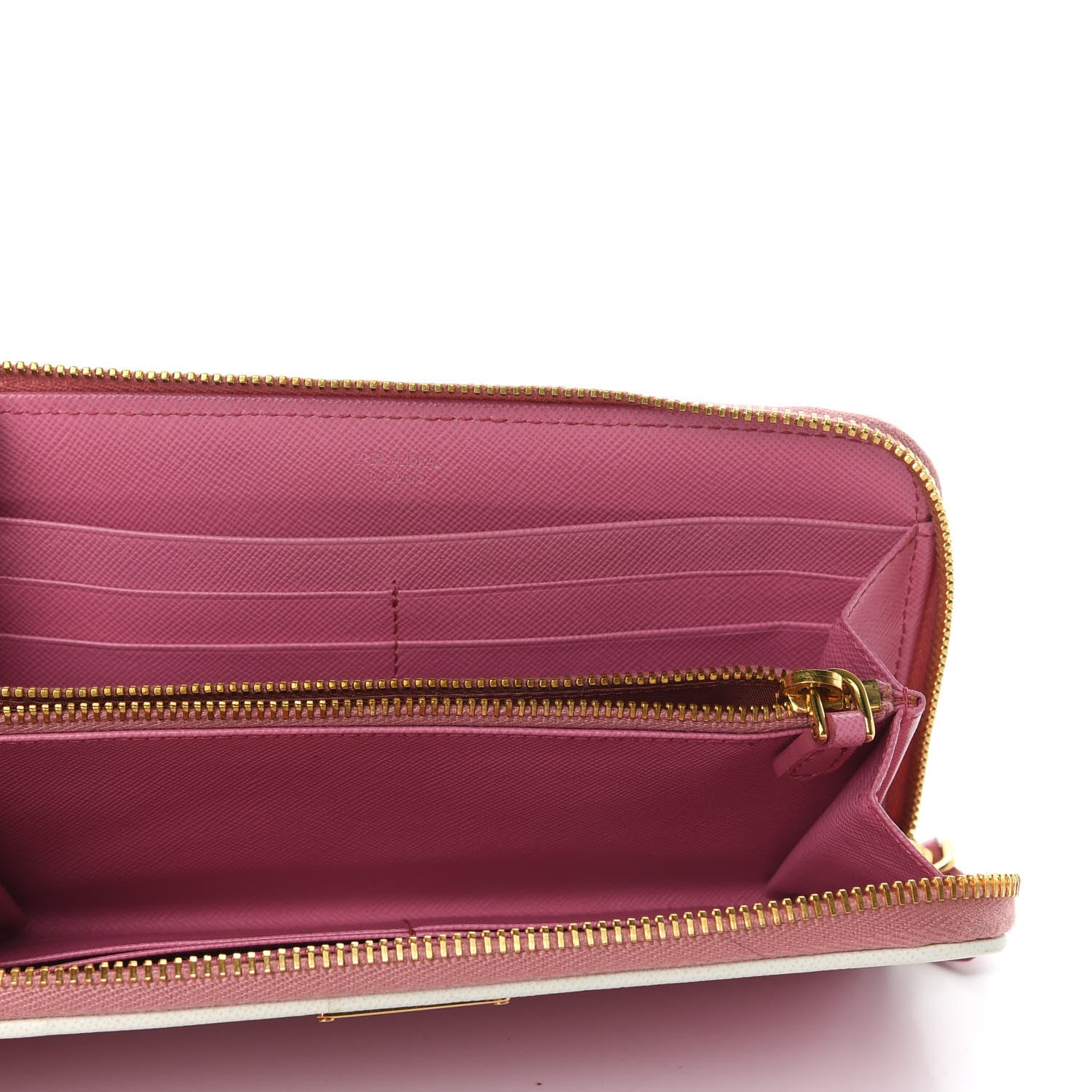 Prada Saffiano Perforated Zip Around Wallet Geranio 5 of 7