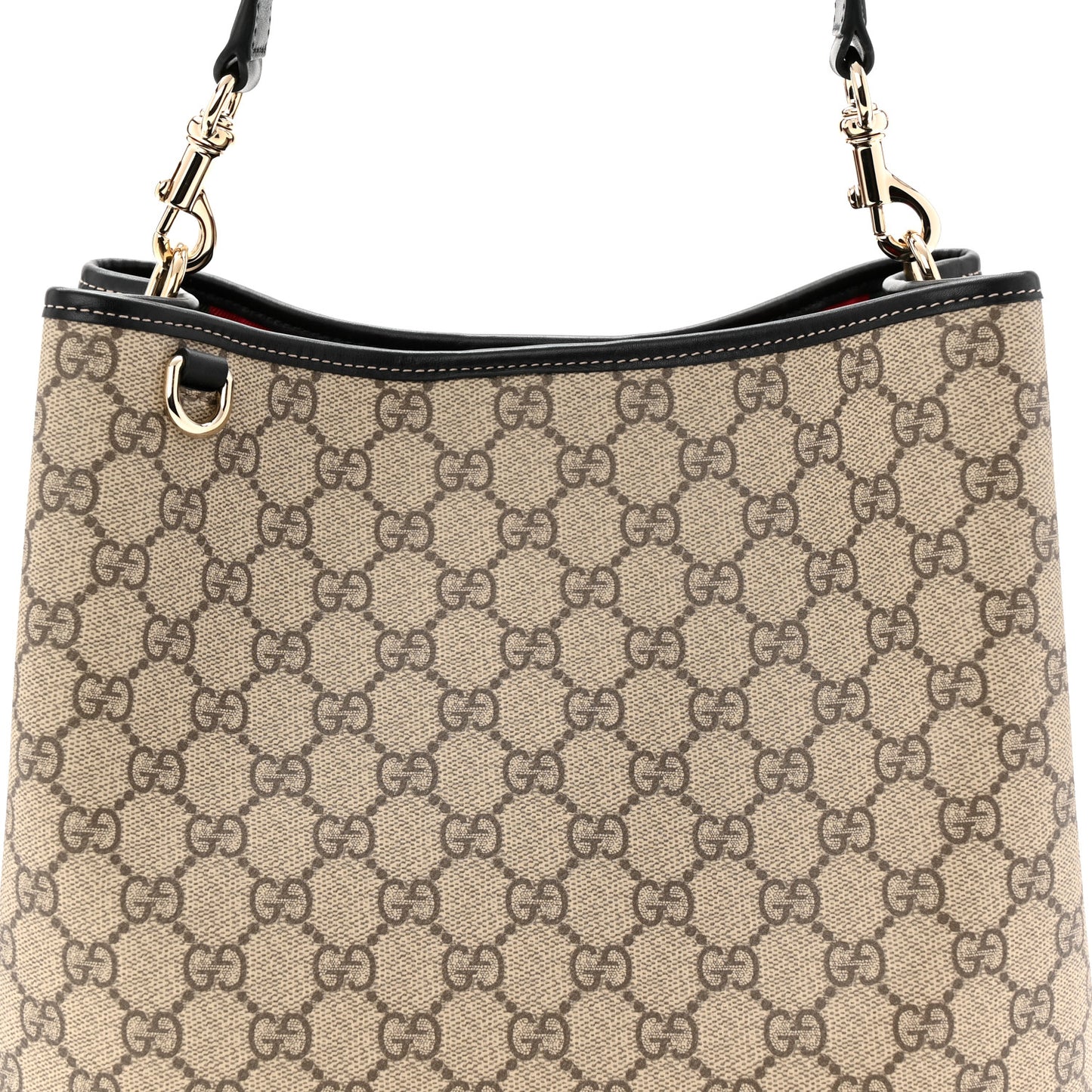 GG Supreme Monogram Medium Emblem Bucket Bag Beige Dark Brown Black