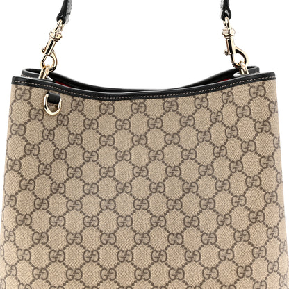 Gucci GG Supreme Monogram Medium Emblem Bucket Bag Beige Dark Brown Black 7 of 10
