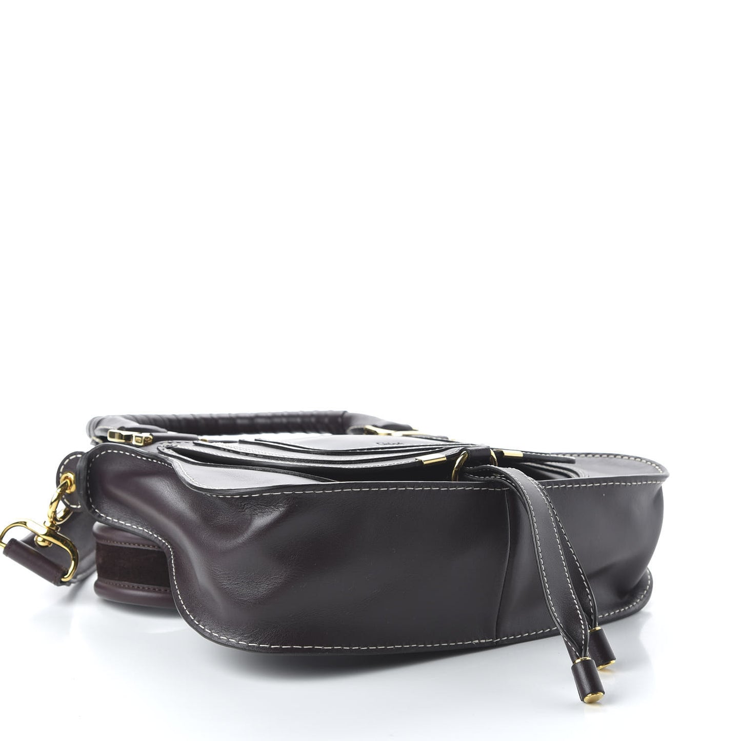 Smooth Calfskin Small Marcie Satchel Black Raisin