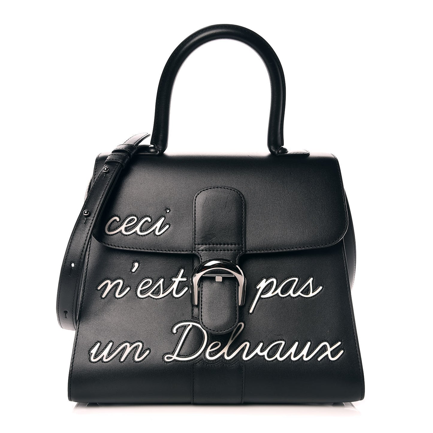 Calfskin MM L'Humour Brillant Satchel Black