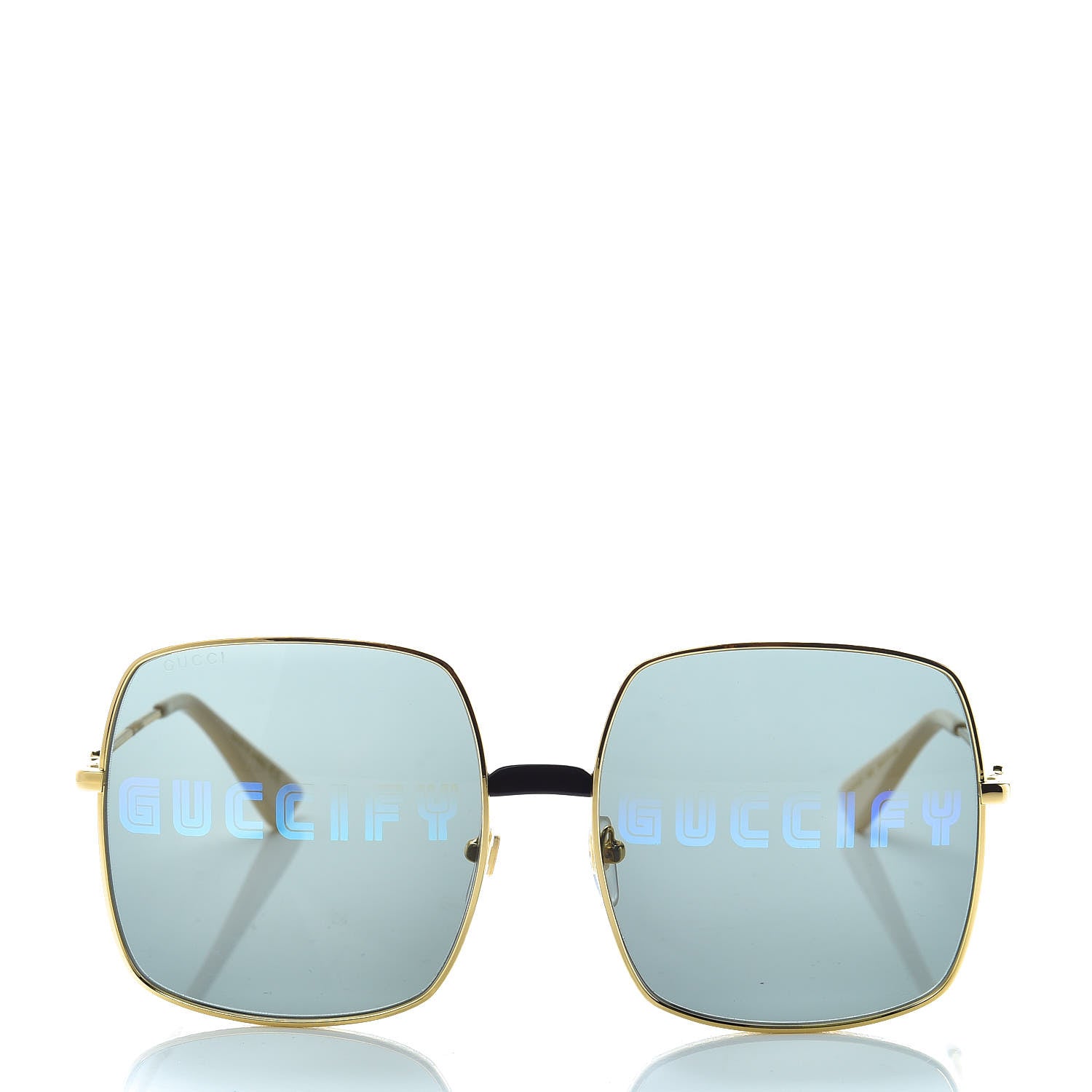 Gucci Metal Rectangular Guccify Frame Sunglasses GG0414S Gold 2 of 8