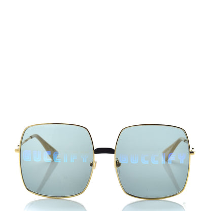 Gucci Metal Rectangular Guccify Frame Sunglasses GG0414S Gold 2 of 8