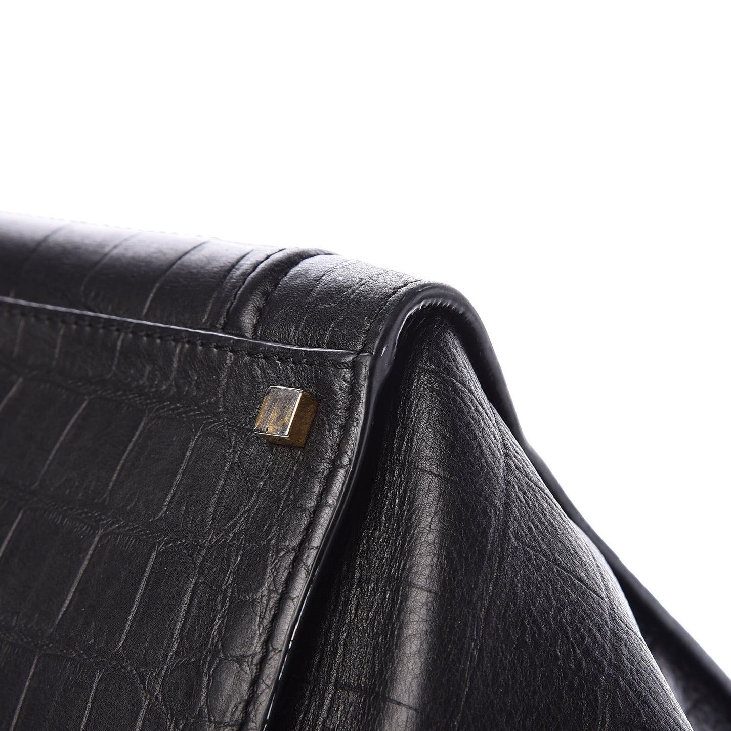 Crocodile Embossed Calfskin Medium Phantom Luggage Black