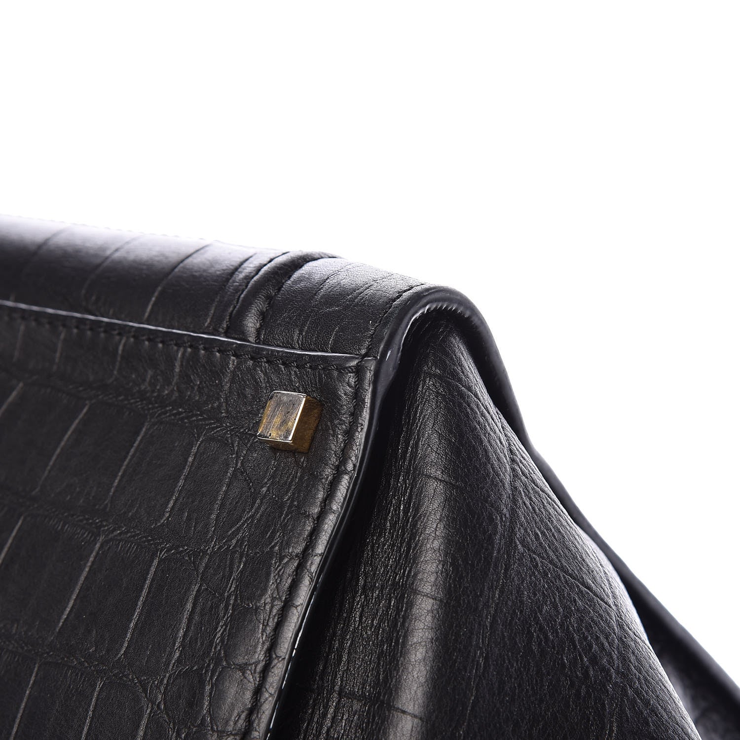Celine Crocodile Embossed Calfskin Medium Phantom Luggage Black 11 of 14