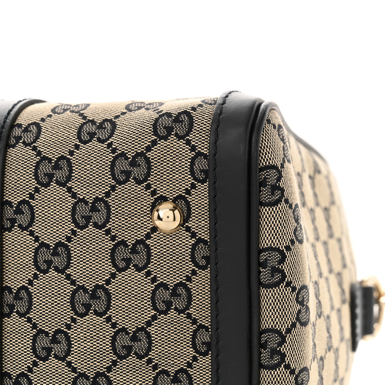 Gucci Monogram Selleria Calfskin Vintage Web Medium Boston Beige Blue 10 of 12