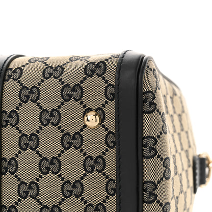 Gucci Monogram Selleria Calfskin Vintage Web Medium Boston Beige Blue 10 of 12