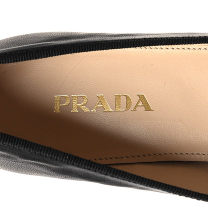 Prada Nappa Vernice Cap Toe Logo Bow Ballerina Flats 38 Black 7 of 8