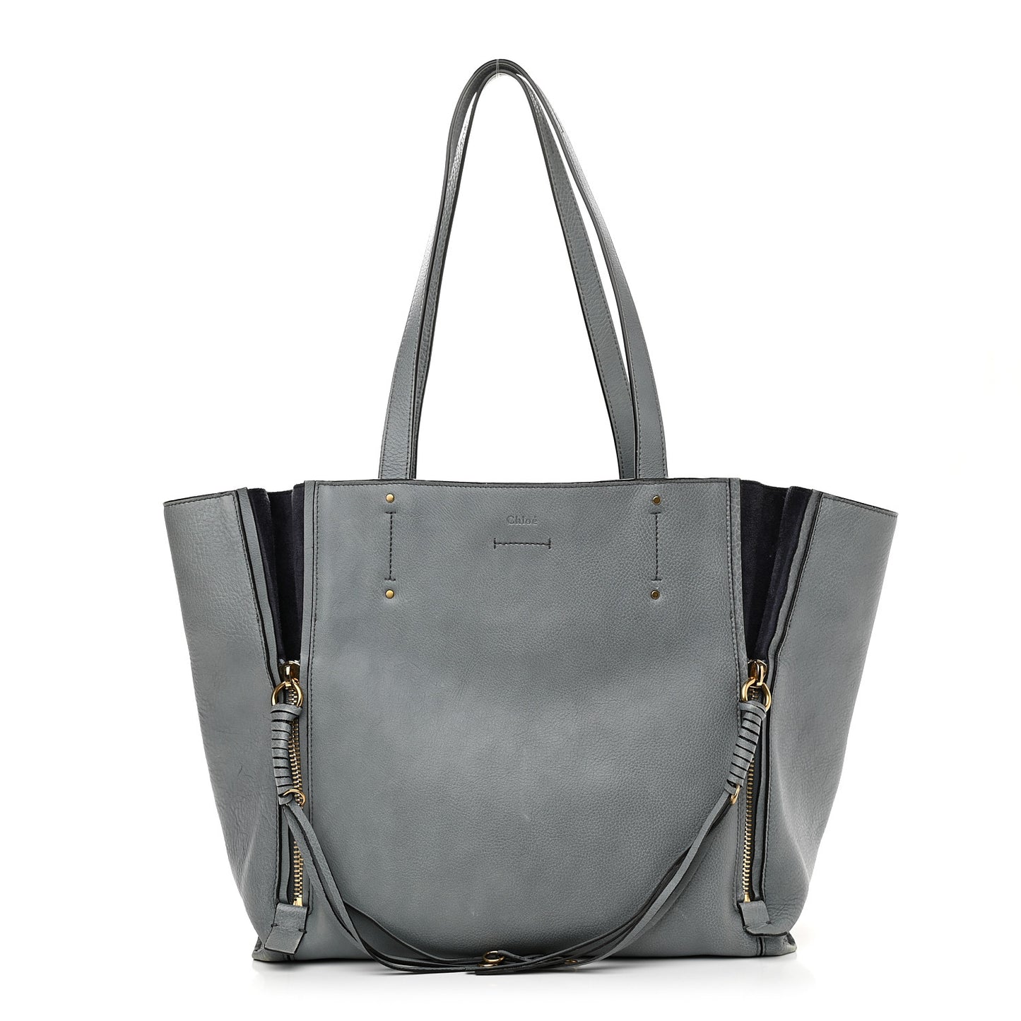 Smooth Calfskin Medium Milo Shopping Tote Cloudy Blue