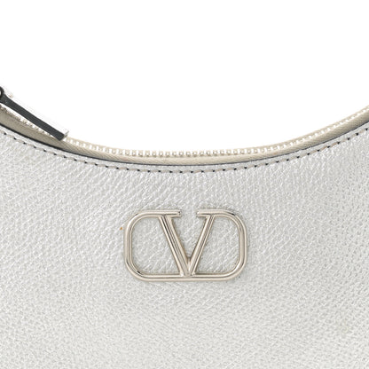 Valentino Garavani Metallic Grainy Calfskin Mini Vlogo Hobo Bag Silver 7 of 15