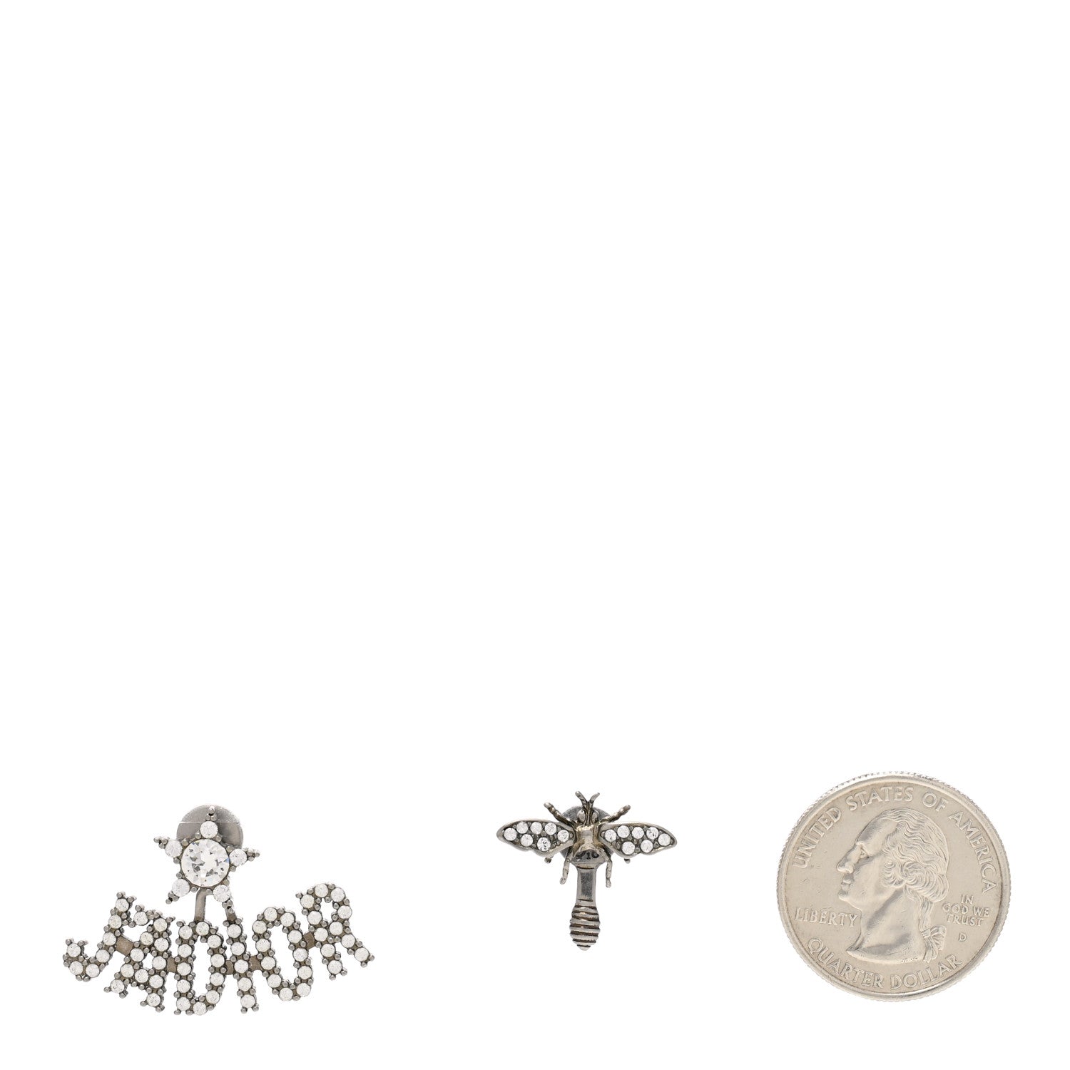 Christian Dior Metal Crystal J'Adior Earrings Antique Silver 2 of 5
