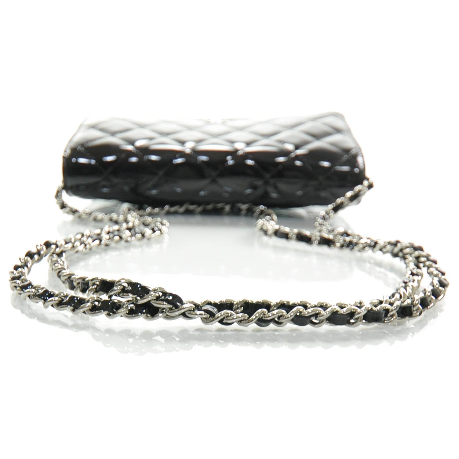 Chanel Patent Quilted Wallet On Chain Black 5 of 10