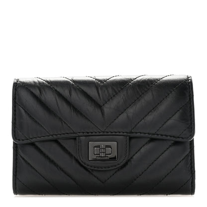 Chanel Aged Calfskin Chevron Quilted Reissue Medium Flap Wallet So Black 1 of 8