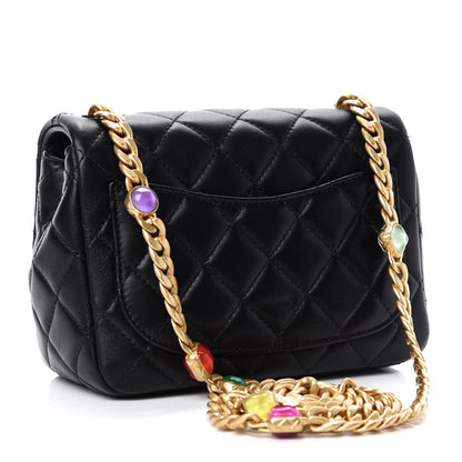 Chanel Lambskin Resin Quilted Mini Pearl Samba Square Flap Black 3 of 10