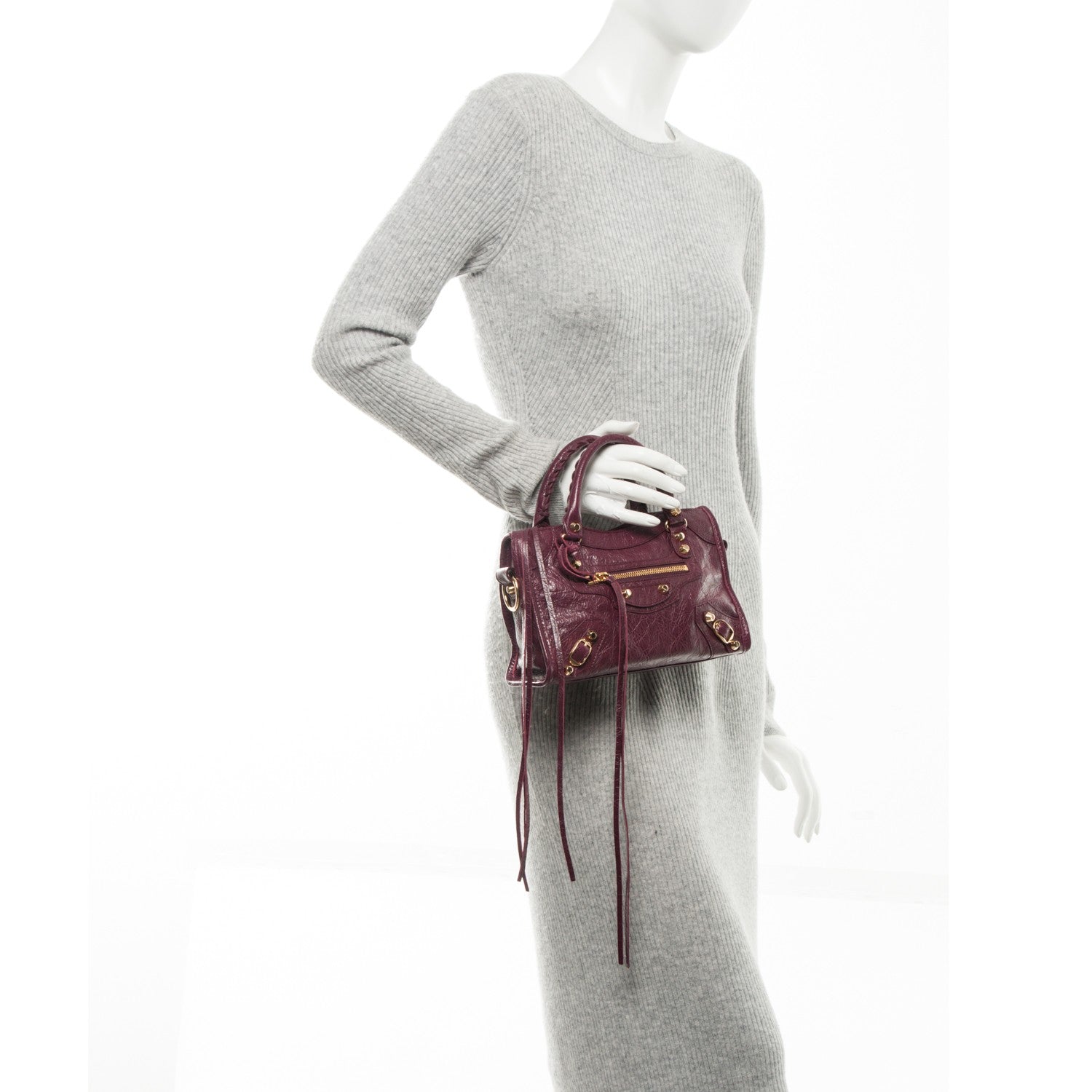 Balenciaga Agneau Classic Gold Hardware Mini City Violet Prune 3 of 8