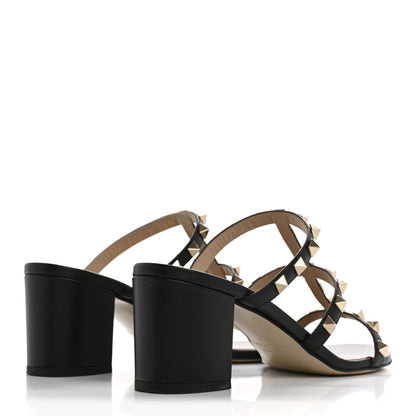 Valentino Garavani Calfskin Rockstud 60mm Caged Slide Sandals 36.5 Black 5 of 10
