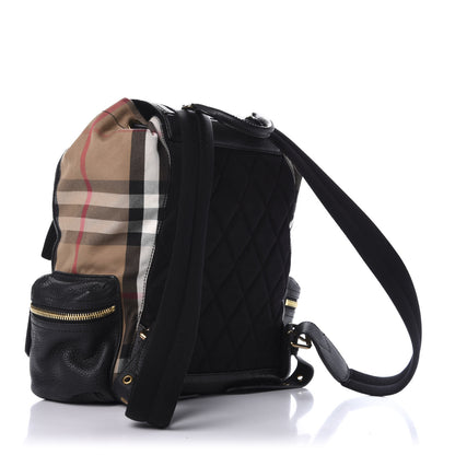 Burberry Derby Calfskin Canvas Mega Check Medium Rucksack Backpack Black 2 of 8
