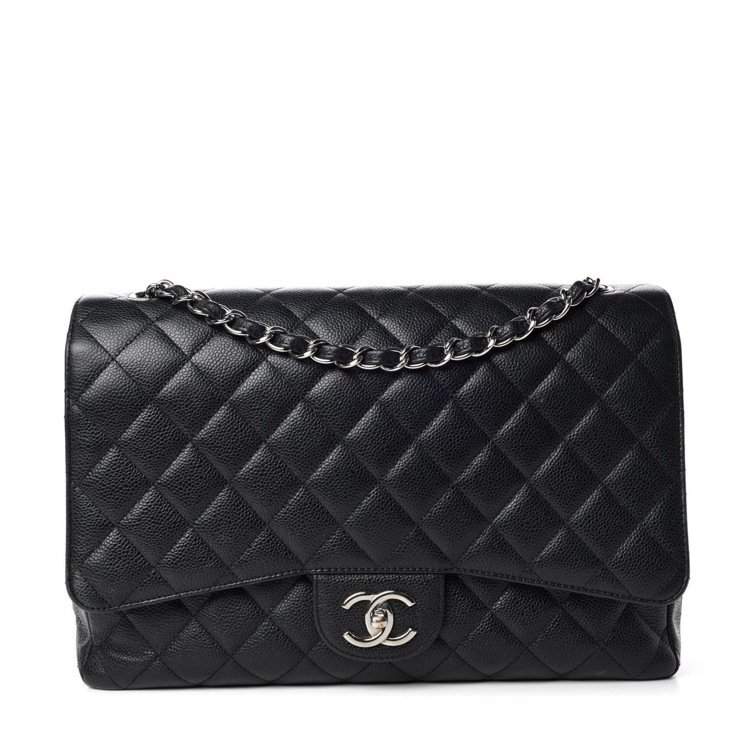 Caviar Quilted Maxi Double Flap Black