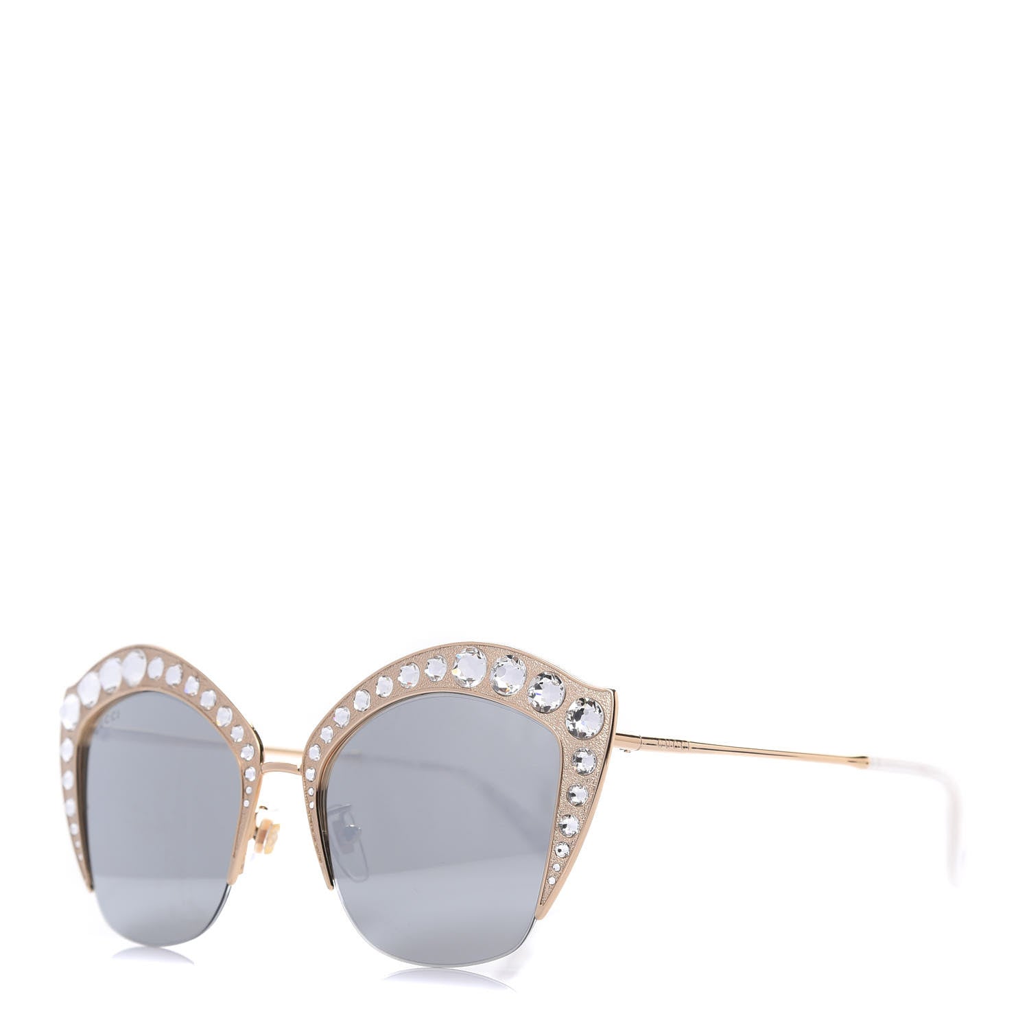 Gucci Metal Crystal Cat Eye Sunglasses GG00114S Gold 1 of 8