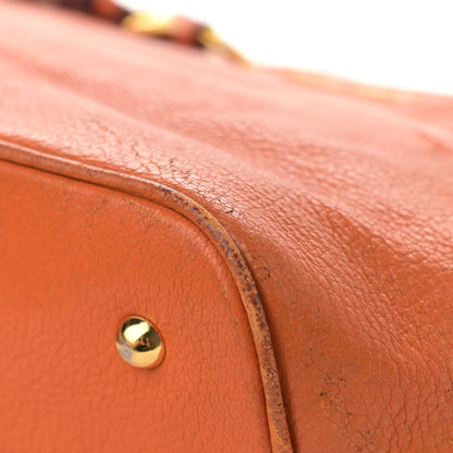 Miu Miu Goatskin Madras Zip Tote Papaya 11 of 18