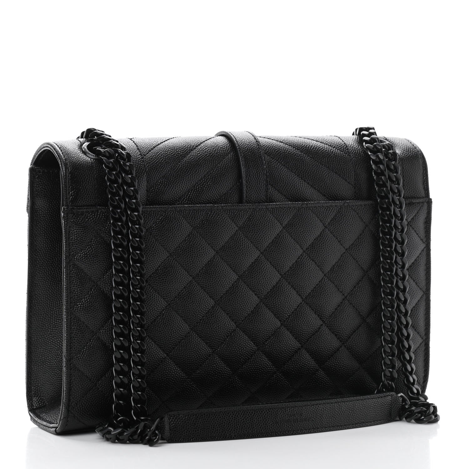 Saint Laurent Grain De Poudre Textured Mixed Matelasse Triquilt Medium Monogram Satchel Black 3 of 12