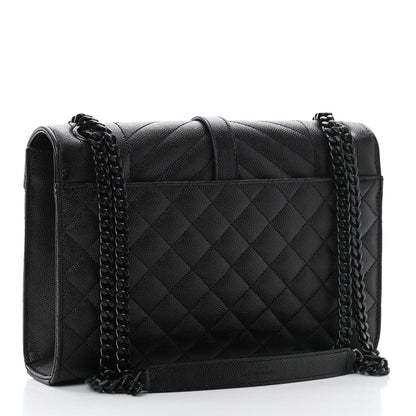Saint Laurent Grain De Poudre Textured Mixed Matelasse Triquilt Medium Monogram Satchel Black 3 of 12