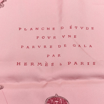 Hermes Silk Our Line Etude Pour Une Parure De Gala Scarf 90 Rose Ballerine Taupe Framboise 3 of 4